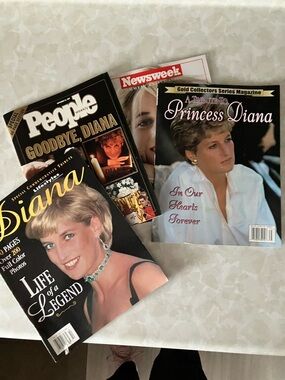 Princess Diana Tribute Magazine Lot - Black, White, Gold Accents